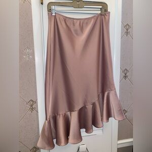 ANTHROPOLOGIE BOHEMIAN SATEEN ASYMMETRICAL RUFFLED HEM SKIRT